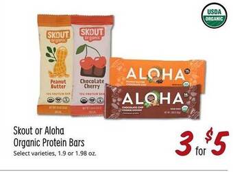Sprouts Farmers Market Skout Or Aloha Organic Protein Bars offer