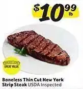 Winn Dixie Boneless Thin Cut New York Strip Steak offer