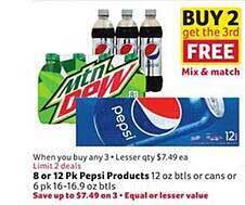Winn Dixie 8 Or 12 Pk Pepsi Products offer