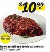 Winn Dixie Boneless Ribeye Steak Value Pack offer
