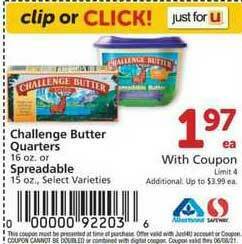 Albertsons Challenge Butter Quarters offer