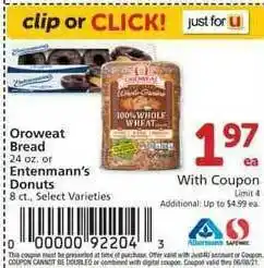 Albertsons Oroweat Bread Or Entenmann's Donuts offer