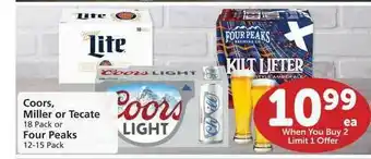 Albertsons Coors, Miller Or Tecate Or Four Peaks offer