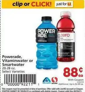 Albertsons Powerade , Vitaminwater Or Smartwater offer