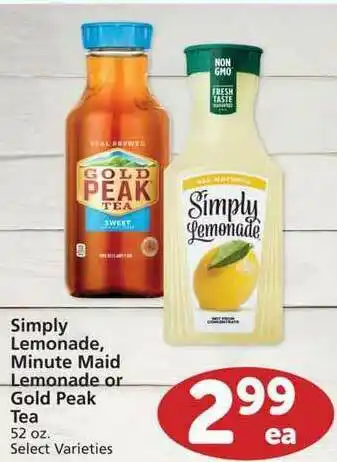 Albertsons Simply Lemonade, Minute Maid Lemonade Or Gold Peak Tea offer