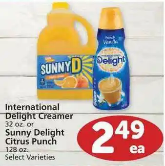 Albertsons International Delight Creamer Sunny Delight Citrus Punch offer