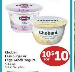 Albertsons Chobani Less Sugar Or Fage Greek Yogurt offer