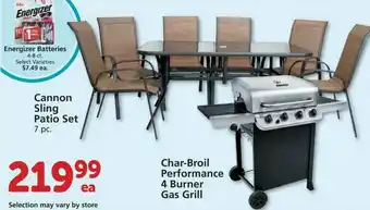 Albertsons Cannon Sling Patio Set , Char-broil Performancr 4 Burner Gas Grill offer