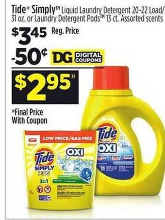 Dollar General Tide Simply Liquid Laundry Detergent offer