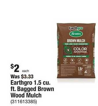 The Home Depot Earthgro 1.5 Cu. Ft. Bagged Brown Wood Mulch offer