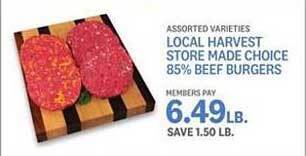 Kings Food Markets Local Harvest Store Made Choice 85% Beef Burgers offer