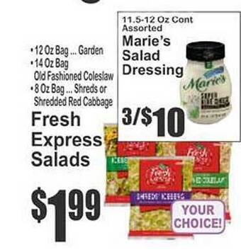 Key Food Fresh Express Salads Marie's Salad Dressing offer