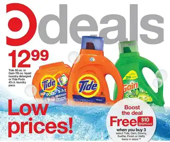 Target Tide 92 Or Gain 113 Liquid Laundry Detergent Or Tide Pods offer
