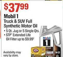 AutoZone Mobil 1 Truck & Suv Full Synthetic Motor Oil offer