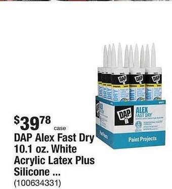 The Home Depot Dap Alex Fast Dry White Acrylic Latex Plus Silicone offer