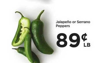 Food 4 Less Jalapeño Or Serrano Peppers offer