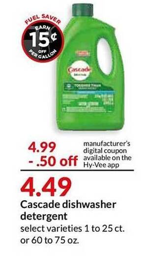 Hy-Vee Cascade Dishwasher Detergent offer