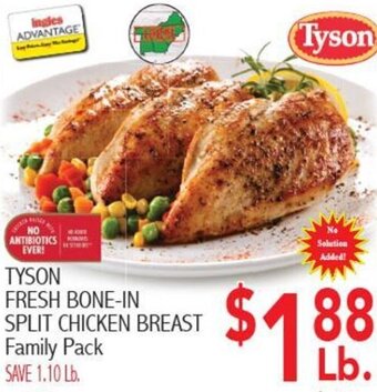 Ingles Markets Tyson Fresh Bone-In Split Chicken Breast offer