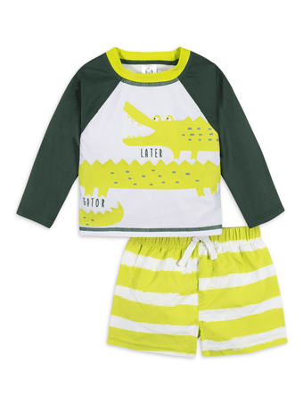 Walmart Gerber Baby & Toddler Boy Rashguard & Swim Trunks Set with UPF 50+, 2-Piece (0/3M - 5T) offer