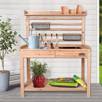 Walmart Expert Gardener Wood Potting Bench - Natural Brown offer