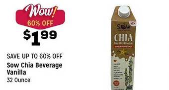 Grocery Outlet Sow Chia Beverage Vanilla offer