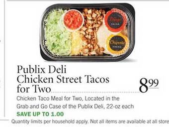 Publix Publix Deli Chicken Street Tacos For Two offer