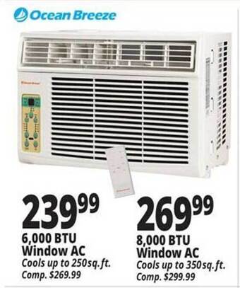 Ocean State Job Lot 6,000 Btu Window Ac, 8,000 Btu Window Ac offer