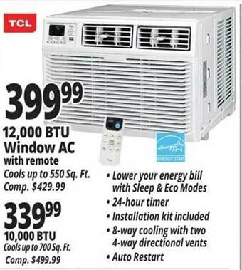 Ocean State Job Lot 12,000 Btu Window Ac, 10,000 Btu offer