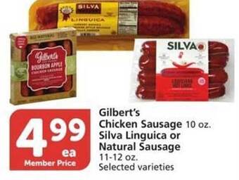 Vons Gilbert's Chicken Sausage Silva Linguiça Or Natural Sausage offer