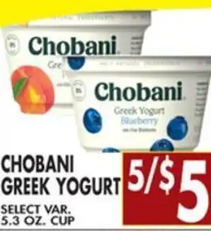 Met Foodmarkets Chobani Greek Yogurt 5.3 oz. offer