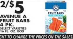 Met Foodmarkets Avenue A Fruit Bars 4 Pk. 16 oz. offer