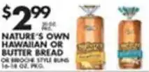 Met Foodmarkets Nature's Own HAwaiian or Butter Bread offer