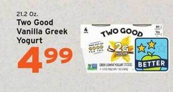 Hannaford Two Good Vanilla Greek Yogurt offer
