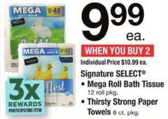 Safeway Signature Select Mega Roll Bath Tissue, Thirsty Strong Paper Towels offer