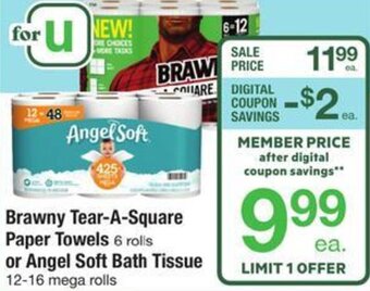 Safeway Brawny Tear-A-Square Paper Towels or Angel Soft Bath Tissue offer