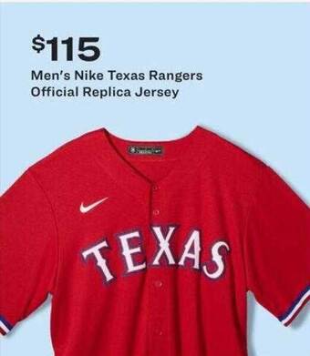 Academy Men's Nike Texas Rangers Official Replica Jersey offer