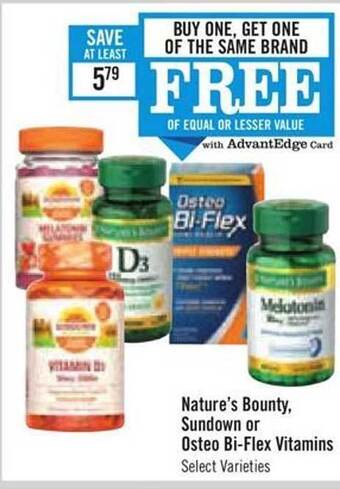 Price Chopper Nature's Bounty Sundown Or Osteo Bi-Flex Vitamins offer