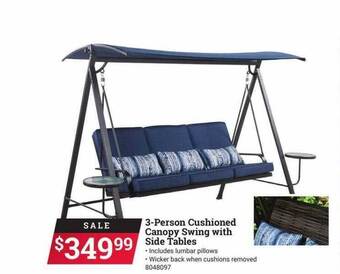Ace Hardware 3-person Cushioned Canopy Swing With Side Tables offer