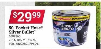 Ace Hardware 50' Pocket Hose Silver Bullet offer