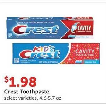 Fareway Crest Toothpaste Select Varieties offer