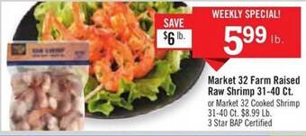 Price Chopper Market 32 Farm Raised Raw Shrimp 31-40 Ct. offer