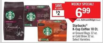 Price Chopper Starbucks K-cup Coffee 10 Ct. offer
