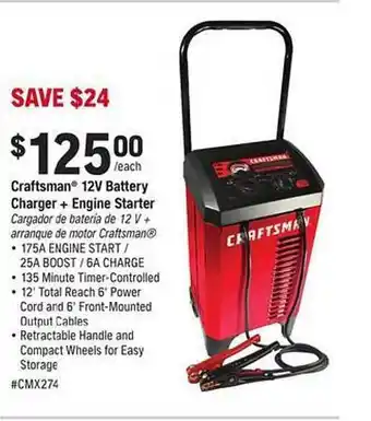 Napa Craftsman 12v Battery Charger + Engine Starter offer