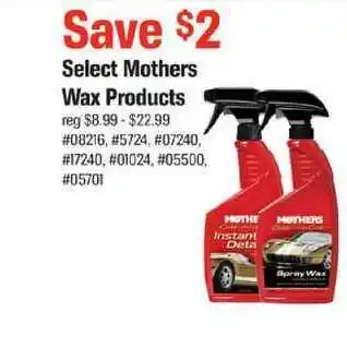 AutoZone Select Mothers Wax Products offer