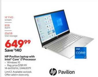 Staples Hp Pavilion Laptop With Intel Core I7 Processor offer