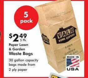 Valu Home Centers Paper Lawn & Garden Waste Bags offer