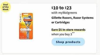Walgreens Gillette Razors Razor Systems Or Cartridges offer