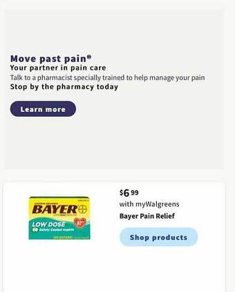 Walgreens Bayer Pain Relief offer