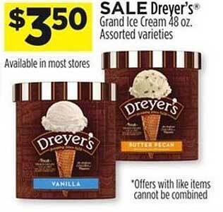 Dollar General Dreyer's Grand Ice Cream Assorted Varieties offer