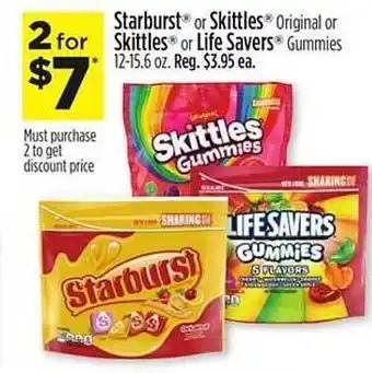 Dollar General Straburst Or Skittles Original Or Skittles Or Life Savers Gummies offer